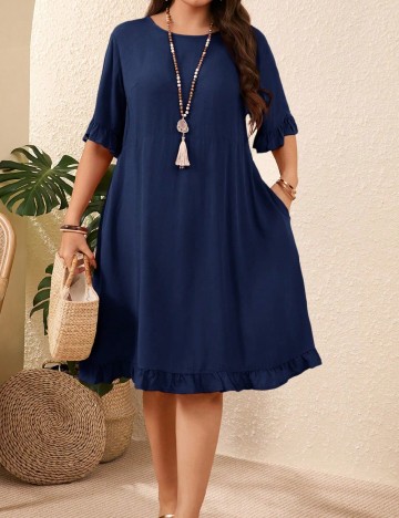 Rochie scurta Emery Rose Curve, bleumarin