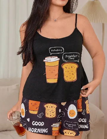 Pijama SHEIN CURVE, negru