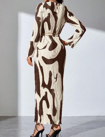 Rochie lunga SHEIN, maro/crem