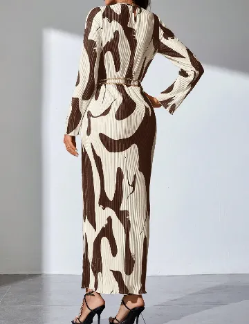 Rochie lunga SHEIN, maro/crem