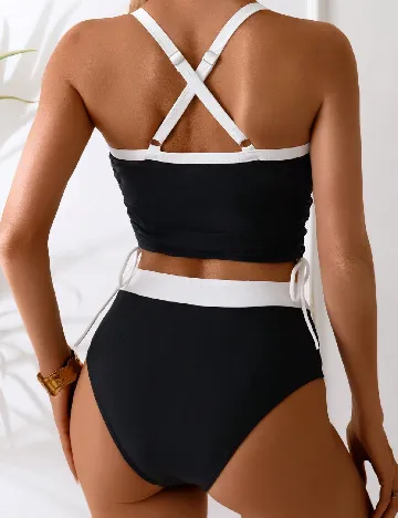 Costum de baie SHEIN, negru/alb