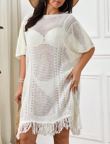 Rochie de plaja SHEIN CURVE, ecru