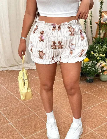 Pantaloni scurti SHEIN CURVE, alb