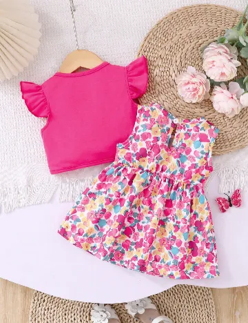 Set rochie si bluza Shein Kids, floral print