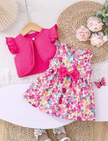 Set rochie si bluza Shein Kids, floral print