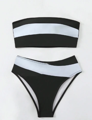 Costum de baie SHEIN, negru/alb