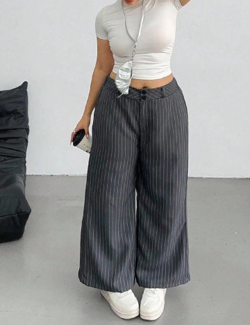 Pantaloni SHEIN CURVE, gri inchis