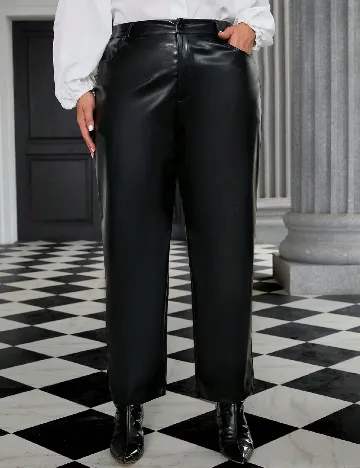 Pantaloni imitatie de piele SHEIN CURVE, negru