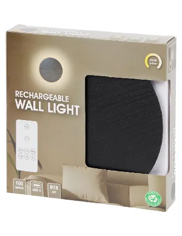 Lampa de perete reincarcabila ACTION, negru
