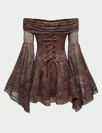 Rochie scurta Romwe, maro