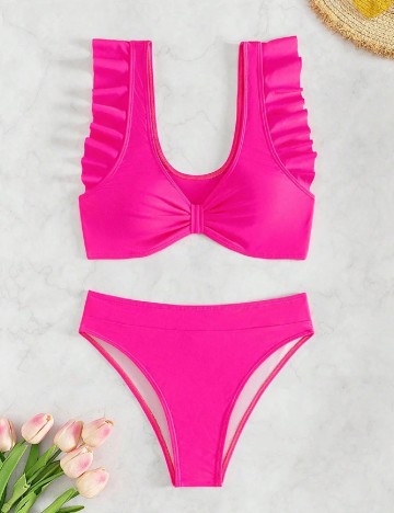 Costum de baie SHEIN, fucsia