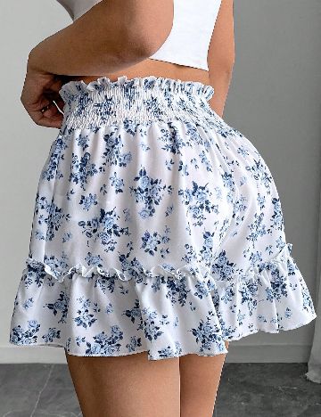 Pantaloni scurti SHEIN, albastru/alb