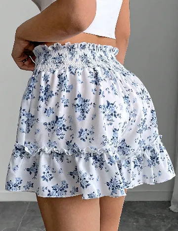 Pantaloni scurti SHEIN, albastru/alb