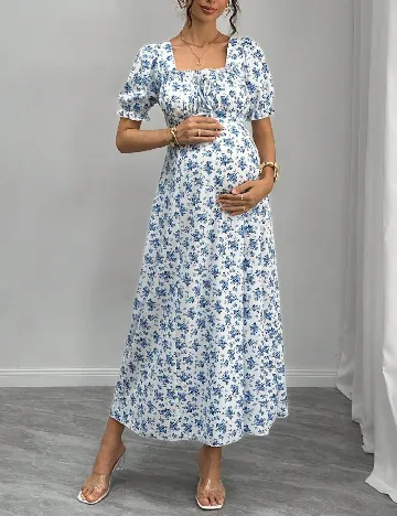 Rochie medie SHEIN Maternity, albastru/alb