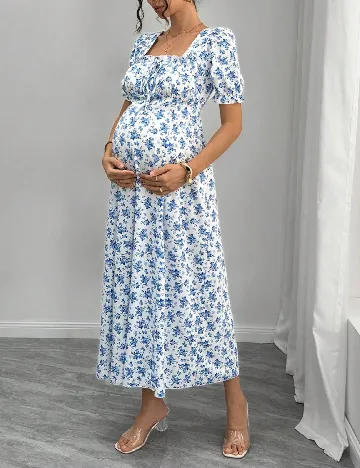 Rochie medie SHEIN Maternity, albastru/alb