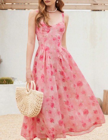 Rochie medie Aveloria, floral print
