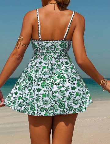 Costum de baie SHEIN, alb/verde