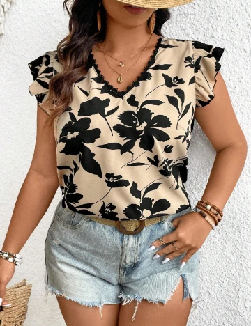 Bluza SHEIN CURVE, bej/negru