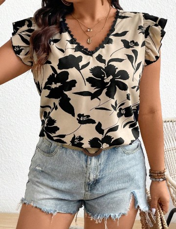 Bluza SHEIN CURVE, bej/negru