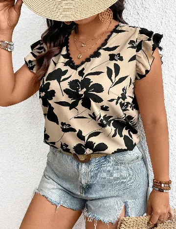 Bluza SHEIN CURVE, bej/negru