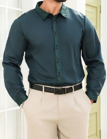 Camasa SHEIN Plus Size Men, verde