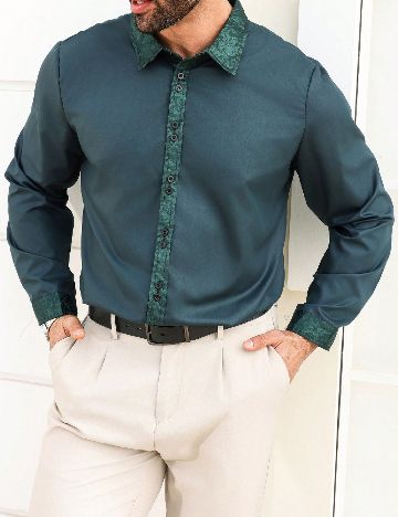 Camasa SHEIN Plus Size Men, verde