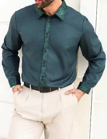 Camasa SHEIN Plus Size Men, verde