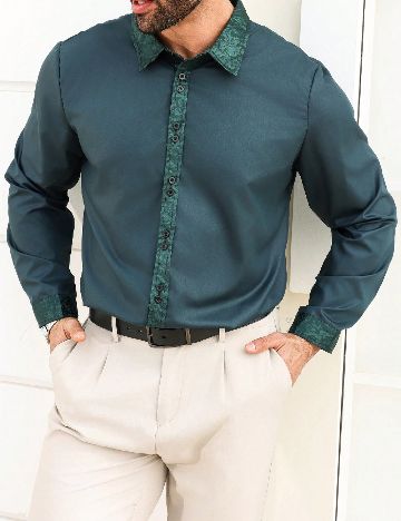 Camasa SHEIN Plus Size Men, verde
