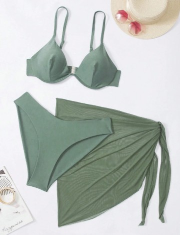 Costum de baie SHEIN CURVE, verde