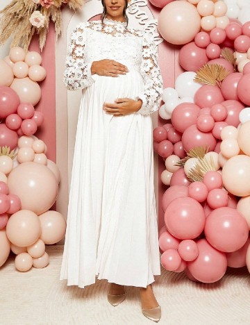 Rochie lunga SHEIN Maternity, alb