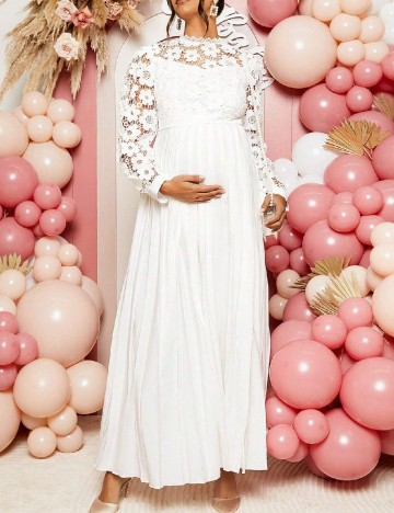 Rochie lunga SHEIN Maternity, alb