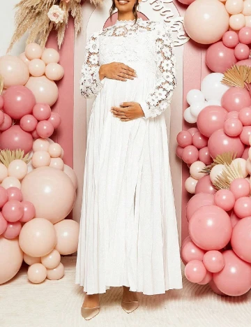 Rochie lunga SHEIN Maternity, alb