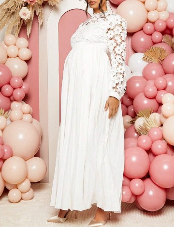 Rochie lunga SHEIN Maternity, alb