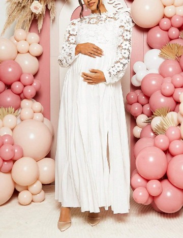 Rochie lunga SHEIN Maternity, alb