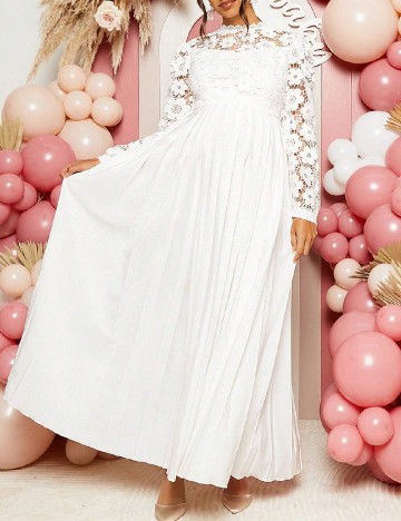 Rochie lunga SHEIN Maternity, alb