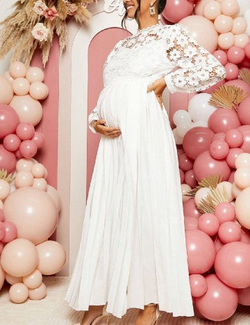 Rochie lunga SHEIN Maternity, alb