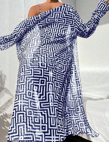 Costum de baie SHEIN, albastru/alb