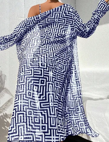 Costum de baie SHEIN, albastru/alb