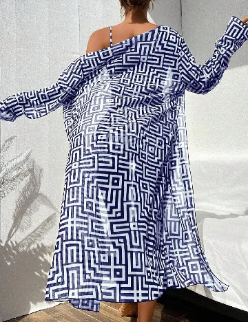 Costum de baie SHEIN, albastru/alb