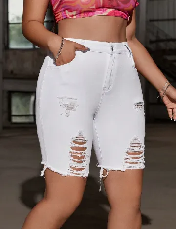 Pantaloni scurti SHEIN CURVE, alb