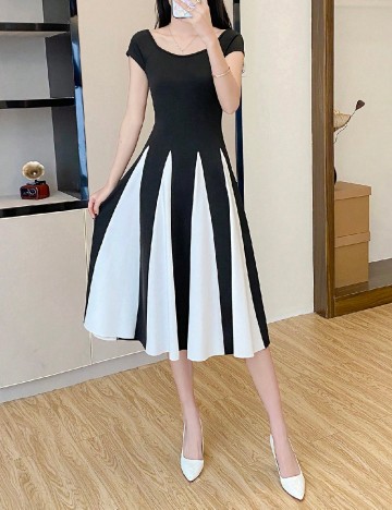 Rochie medie SHEIN, negru/alb