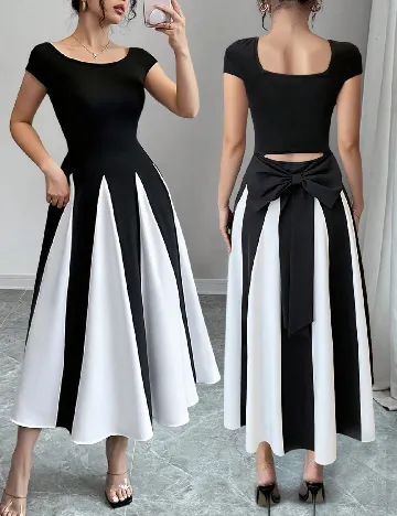 Rochie medie SHEIN, negru/alb