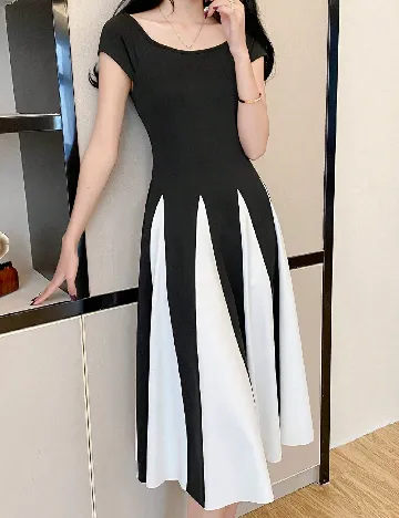 Rochie medie SHEIN, negru/alb