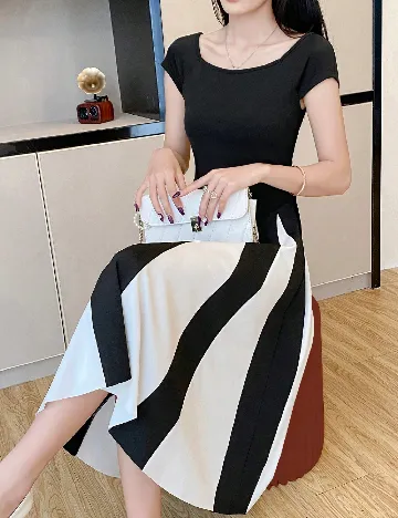 Rochie medie SHEIN, negru/alb