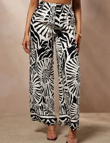 Pantaloni SHEIN, alb/negru