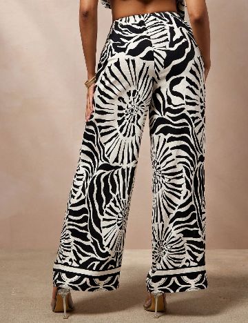 Pantaloni SHEIN, alb/negru