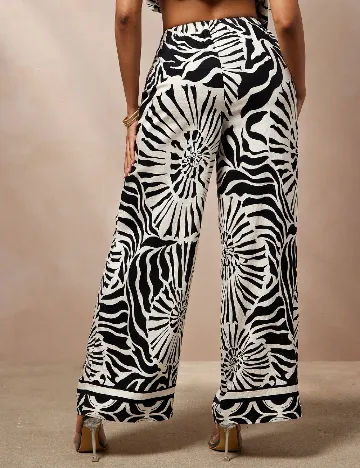 Pantaloni SHEIN, alb/negru