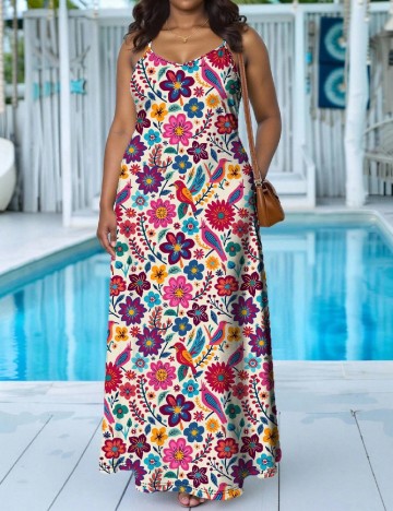 Rochie lunga SHEIN CURVE, floral print
