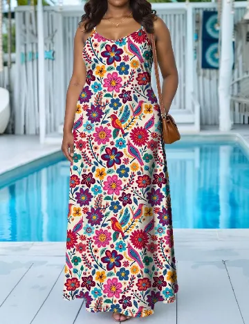 Rochie lunga SHEIN CURVE, floral print