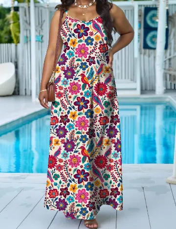 Rochie lunga SHEIN CURVE, floral print